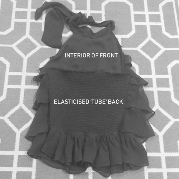*SALE*  Rampage Black Tiered Ruffle Waterfall Halter Top~Chiffon-like - Picture 4 of 8